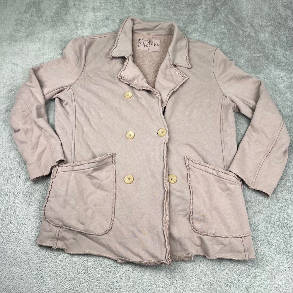 NEW Frank & Eileen XL 100% Cotton Taupe Beige Belfast Double Breasted Coat